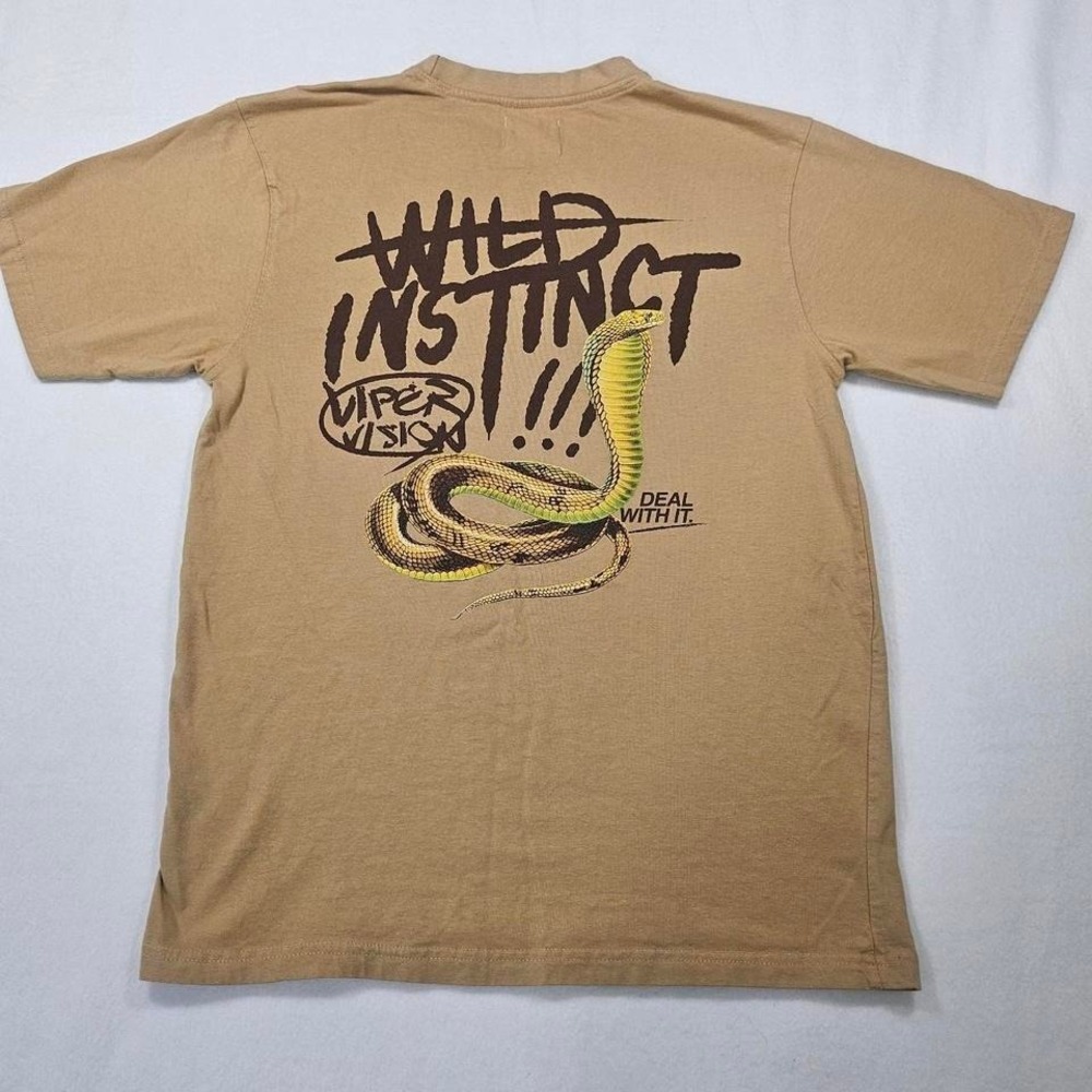 Public‎ Supply Viper Vision Tan graphic t-shirt Size L 100% Cotton Streetwear